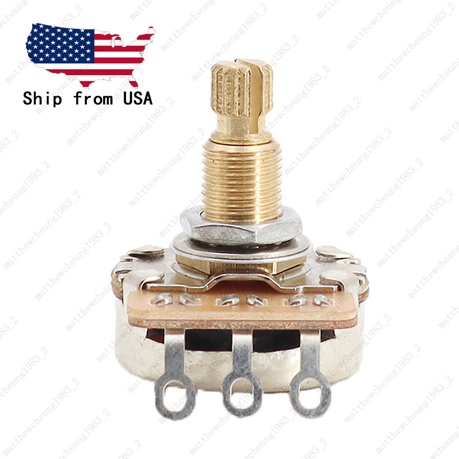 Guitar Potentiometers Pots Volume Tone A250k/B250k/A500k/B500k Brass 18mm Shaft