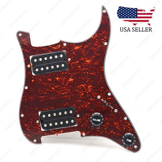 Loaded Strat Pickguard Prewired HH Pickguard with Ceramic Pickups Red Tortoise B