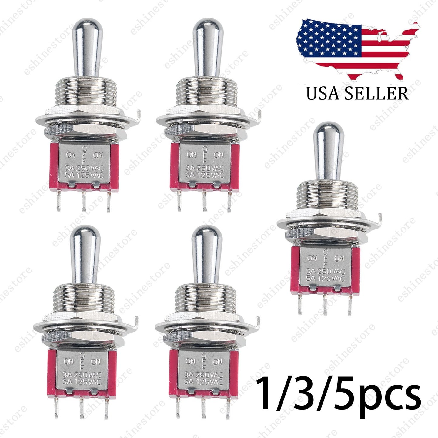 1/3/5pcs Guitar/AMP Short Fat Bat Toggle Switch SPDT 3Pin 3-Way ON OFF ON Sealed