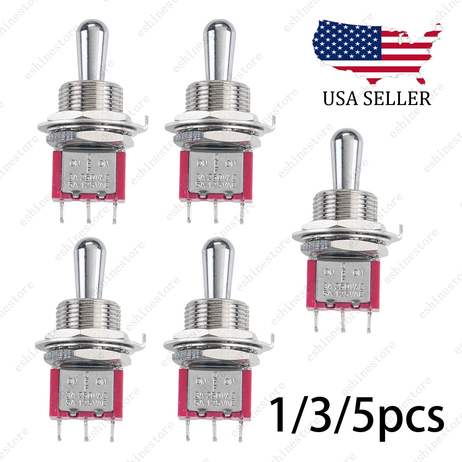 1/3/5pcs Guitar/AMP Short Fat Bat Toggle Switch SPDT 3Pin 3-Way ON OFF ON Sealed