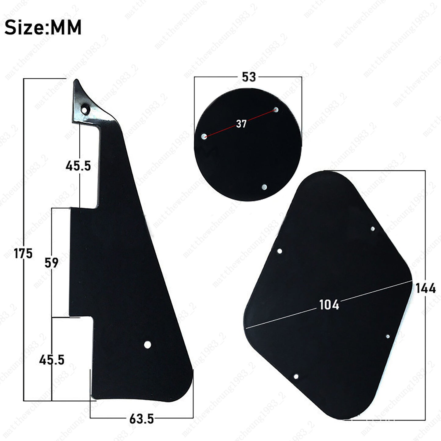 LP Pickguard Back Plate Switch Cavity Covers for Gibson Les Paul 3 Colors 1 Ply