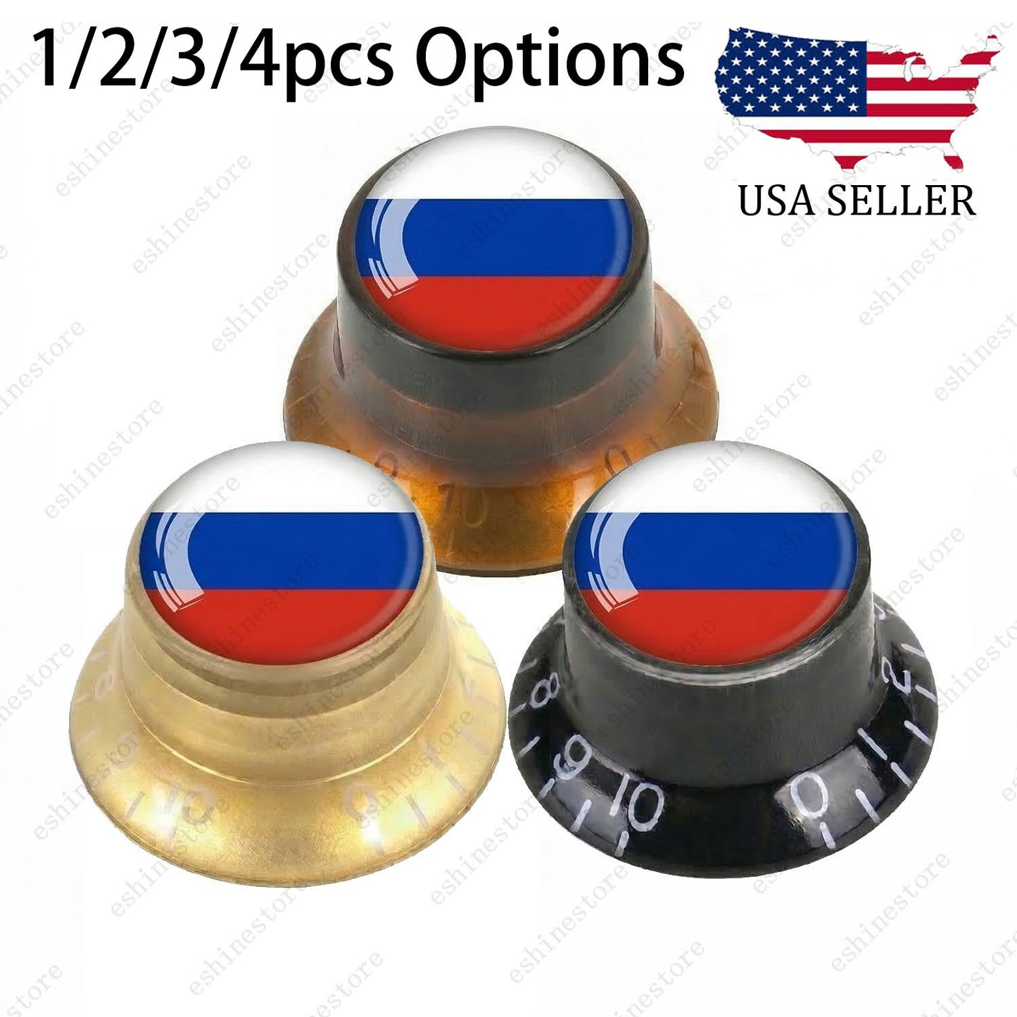 Guitar Reflector Knobs w/ Russian Flag Design Cap Top Hat Knobs for Les Paul SG
