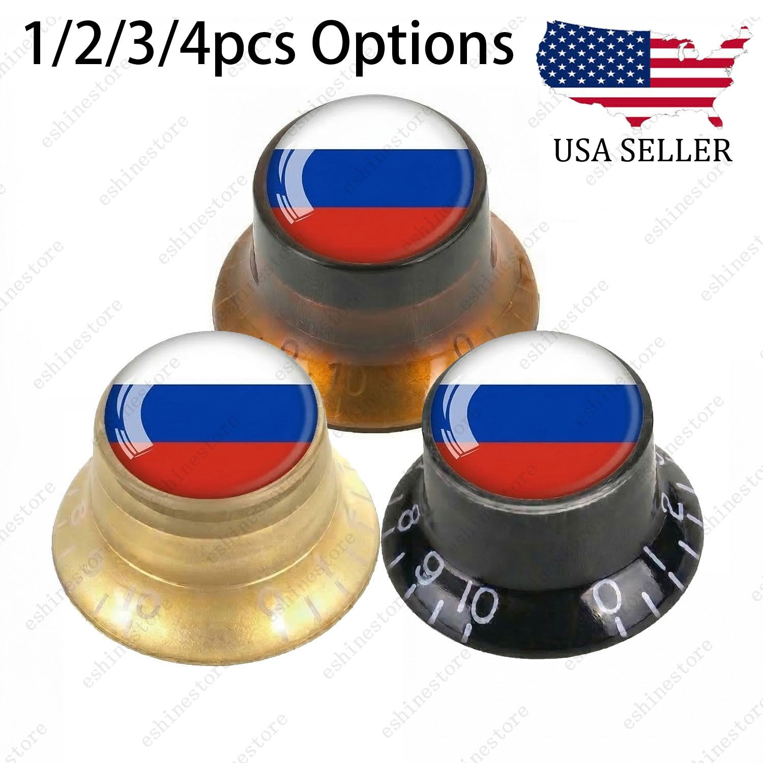 Guitar Reflector Knobs w/ Russian Flag Design Cap Top Hat Knobs for Les Paul SG