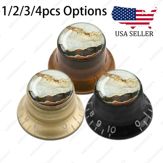 Guitar Reflector Knobs with Marble Texture Cap Top Hat Knob for Les Paul SG - 07