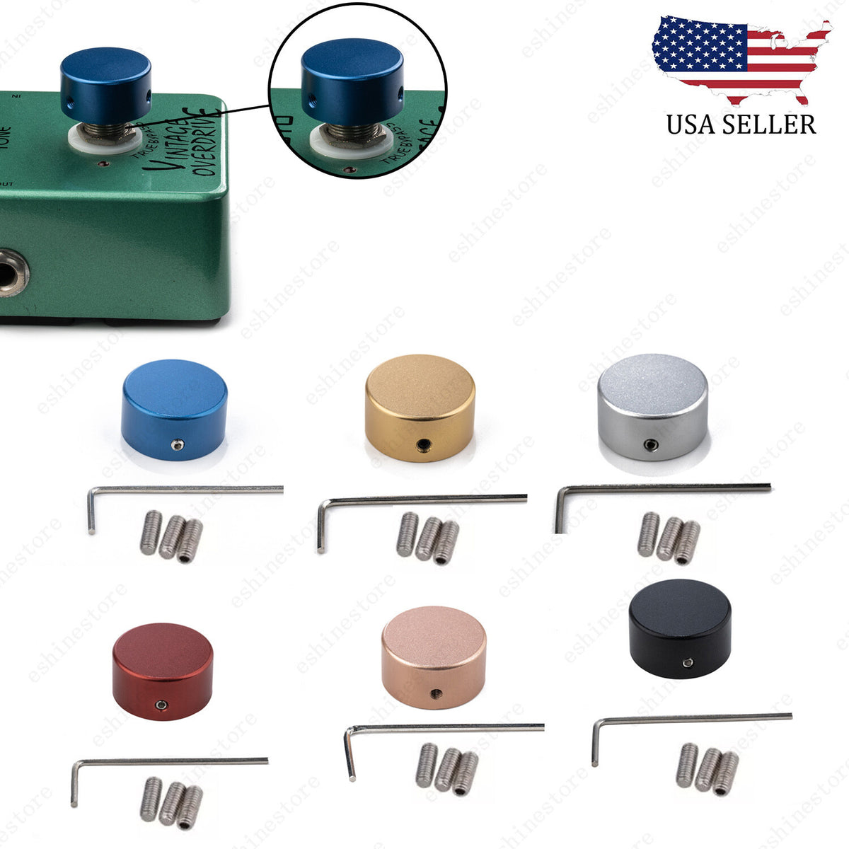 1 Piece Aluminum Alloy Effects Pedal Footswitch Topper with 3 Screws 6 Colors