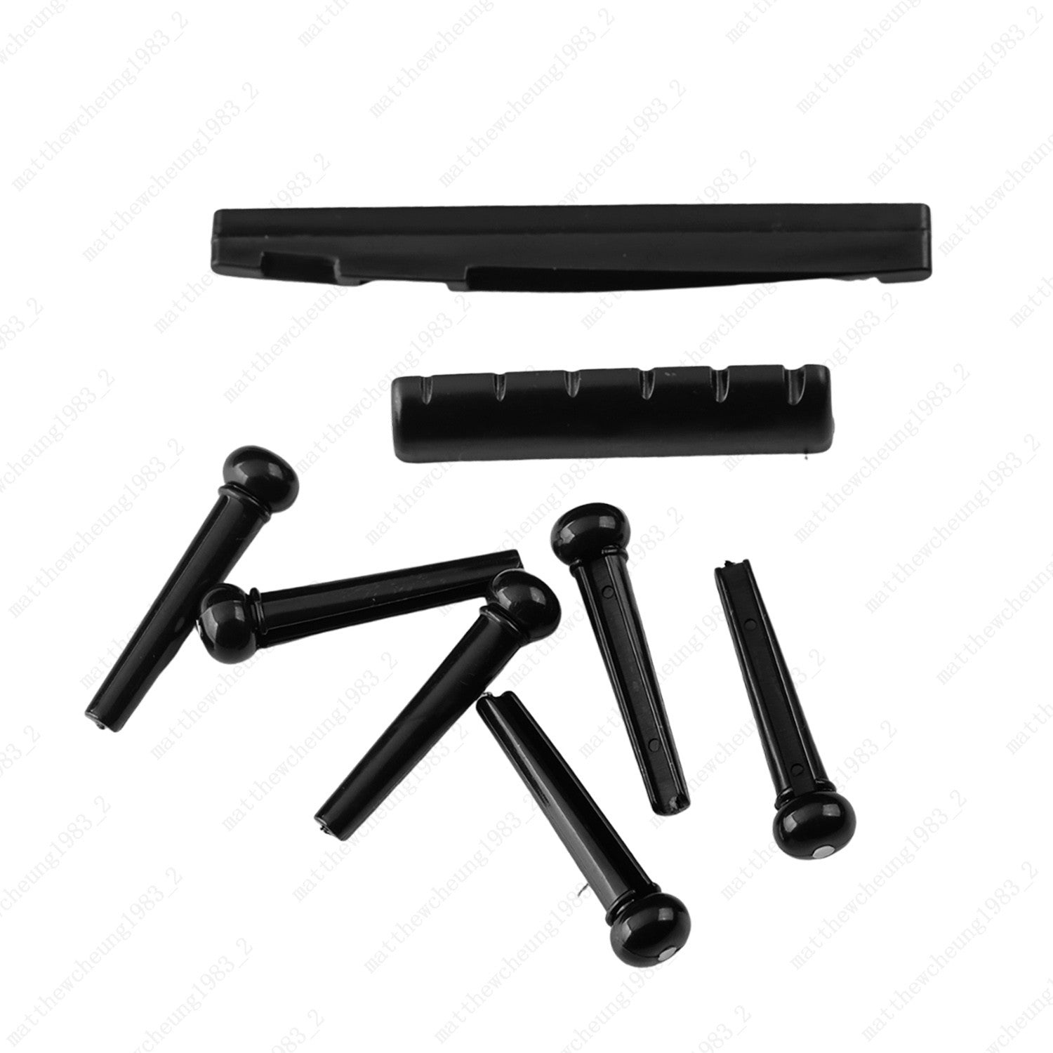 Guitar Bridge Saddle Nut with Guitar Bridge Pins for 6-String Acoustic Guitar