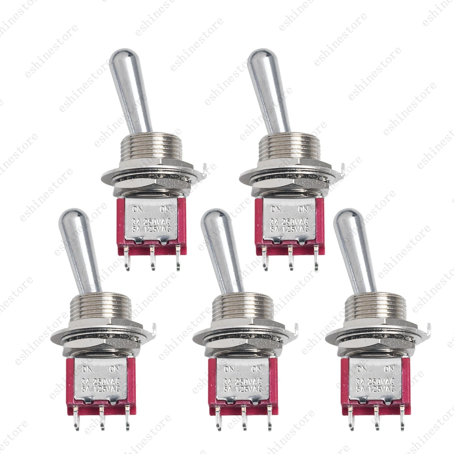 1/3/5 PCS Guitar/AMP Fat Bat Toggle Switch DPDT 6 Pin 2-Way ON ON Sealed - RED