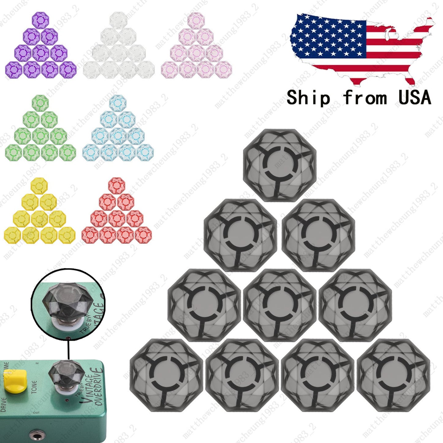 10pcs Guitar Effect Pedal Footswitch Toppers Foot Nail Cap Multicolors Options