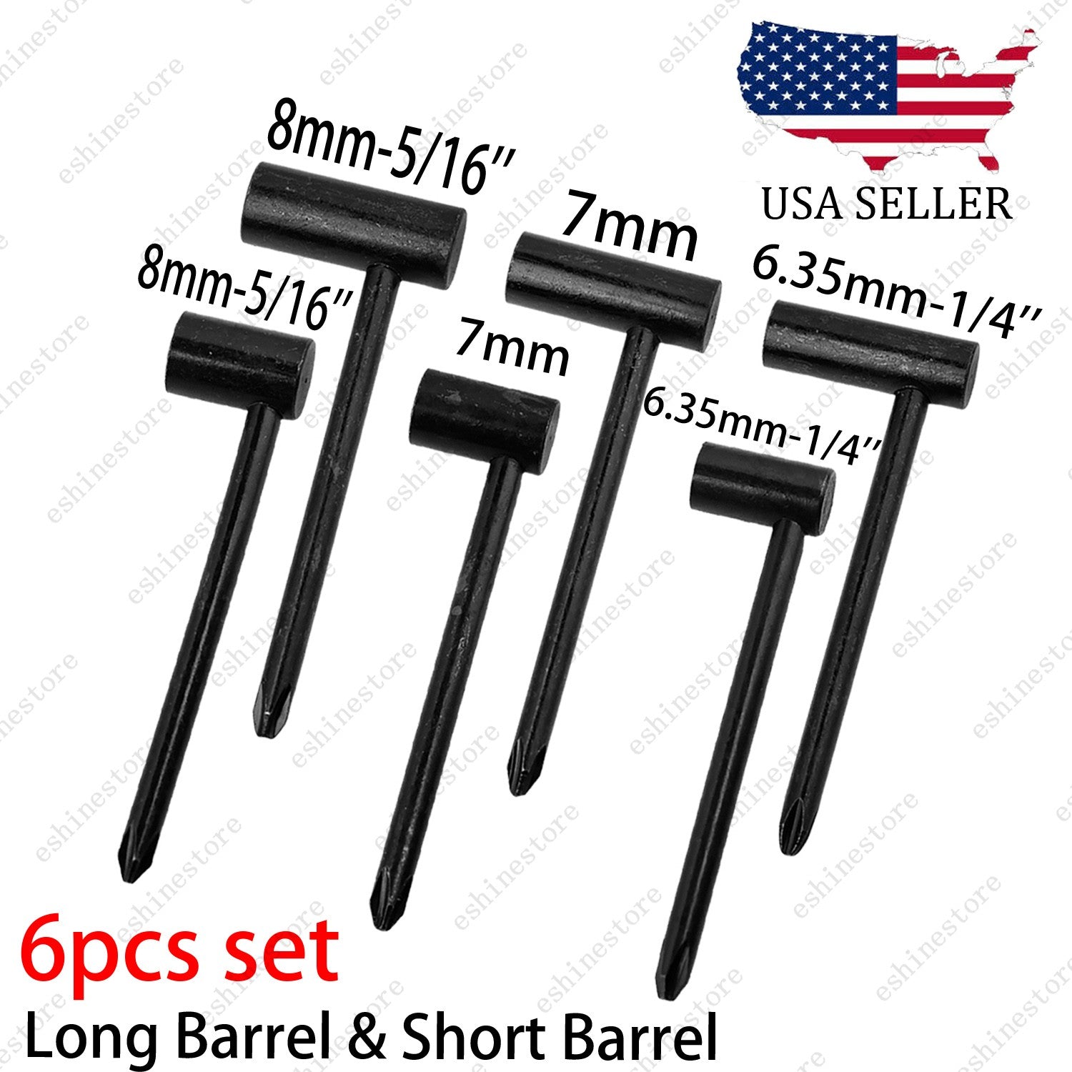 6PCS Guitar L/S Truss Rod Repaire Adjustment Hex Box Wrench - 6.35mm 7mm 8mm
