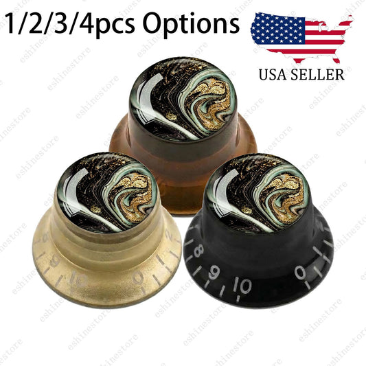 Guitar Reflector Knobs with Marble Texture Cap Top Hat Knob for Les Paul SG - 06