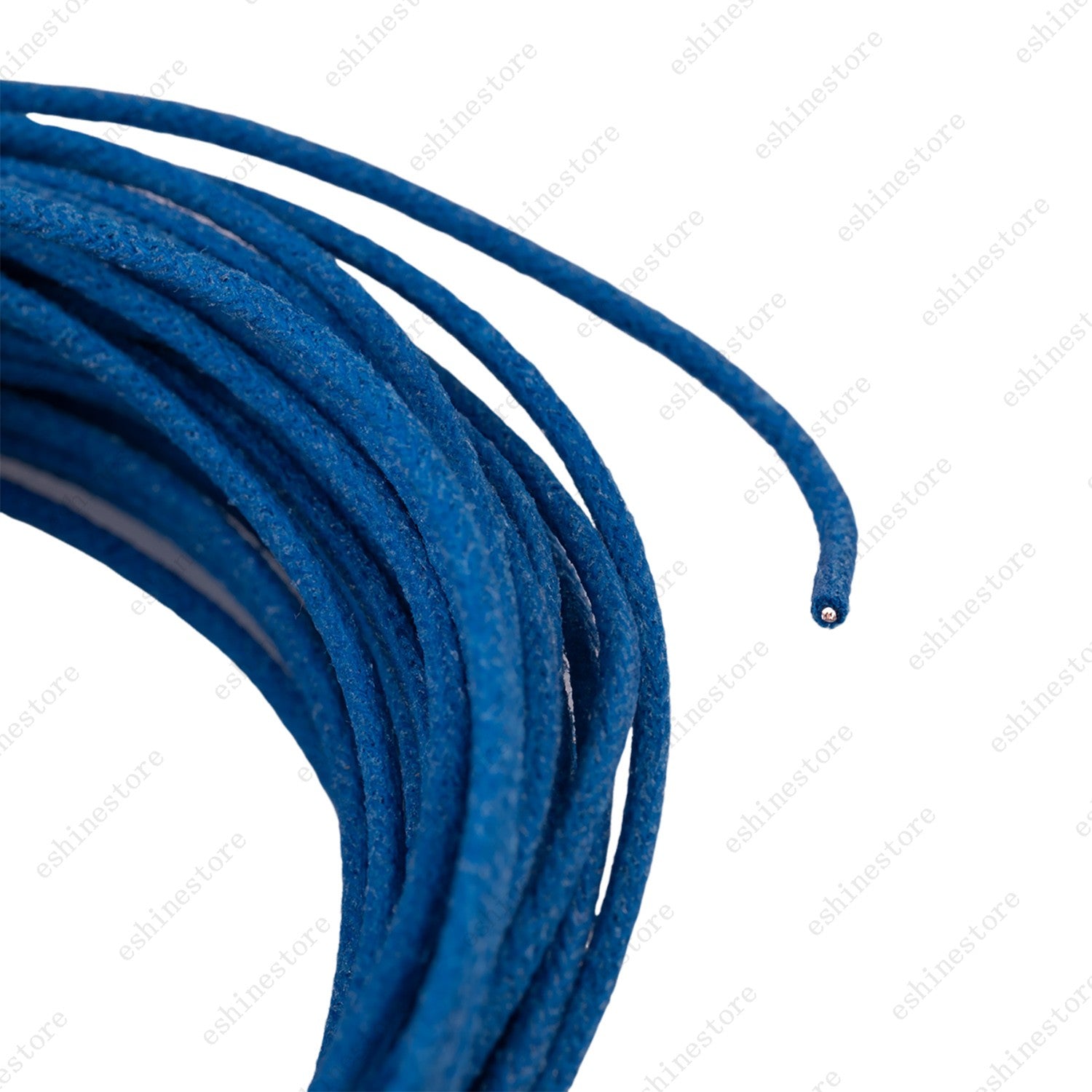 1/3/5/10 ft Vintage-Style Waxed Cloth-Covered Braided Guitar Wire Pushback-Blue