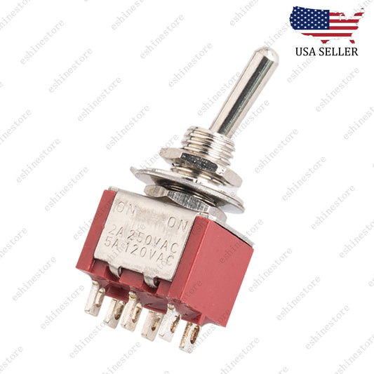 1 Pcs DPDT Red 2 Way 6 Pin ON ON Guitar Mini Toggle Switch Car/Boat Switches