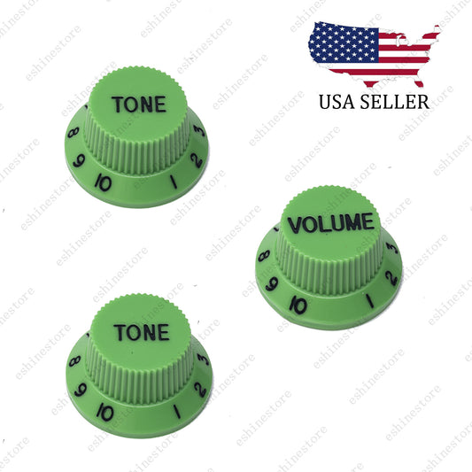 3x Green/ Black Numbers Electric Guitar Knobs Volume Tone Knob For Stratocaster