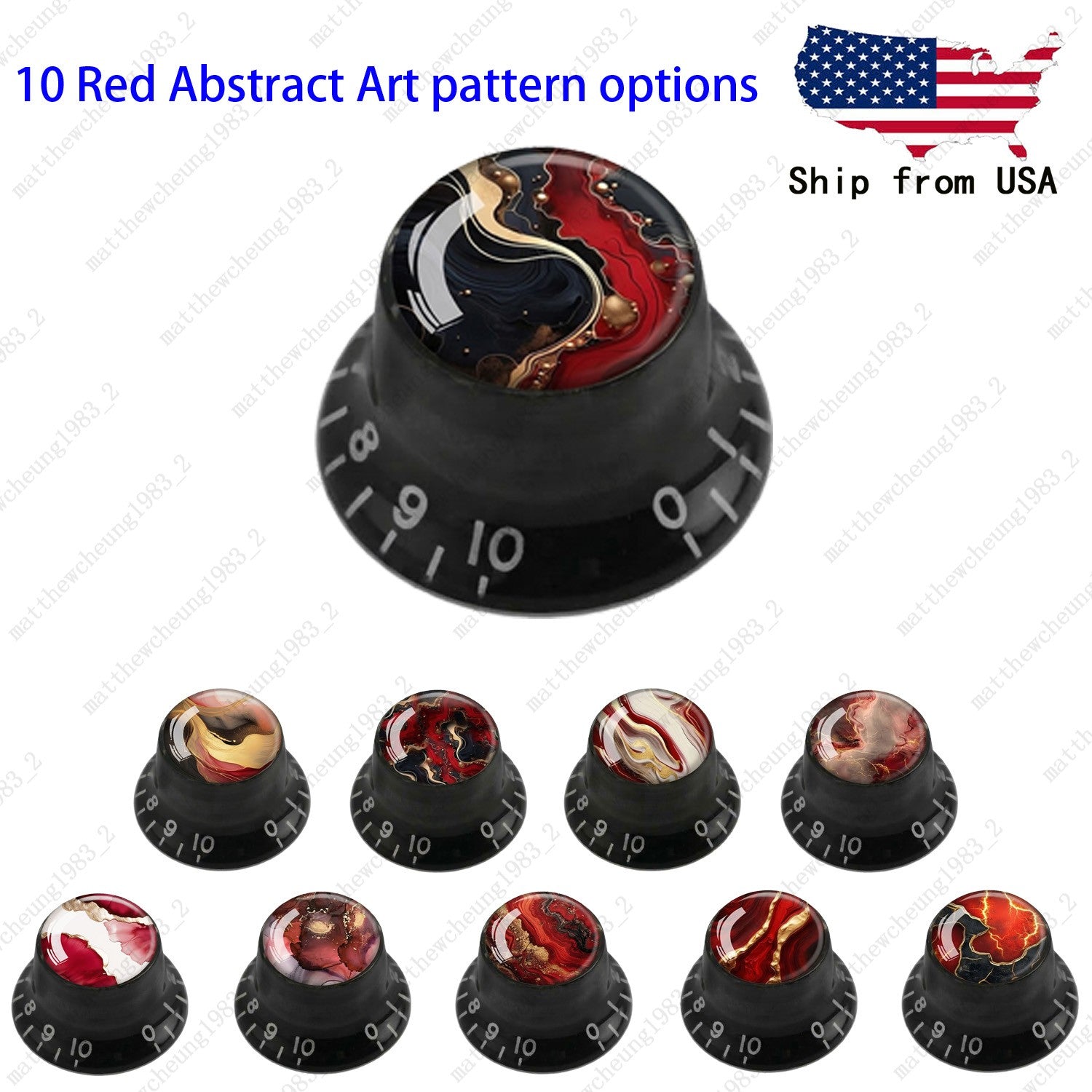 4Pcs Black Guitar Reflector Knobs For Les Paul SG -10 Abstract Art Style Options