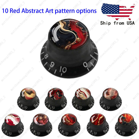 4Pcs Black Guitar Reflector Knobs For Les Paul SG -10 Abstract Art Style Options