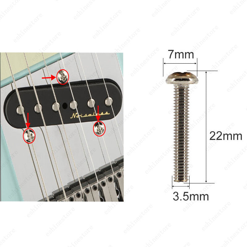 Nickel 3.5x22mm Guitar Bridge Pickup Adjustment Mounting Screws For Tele TL
