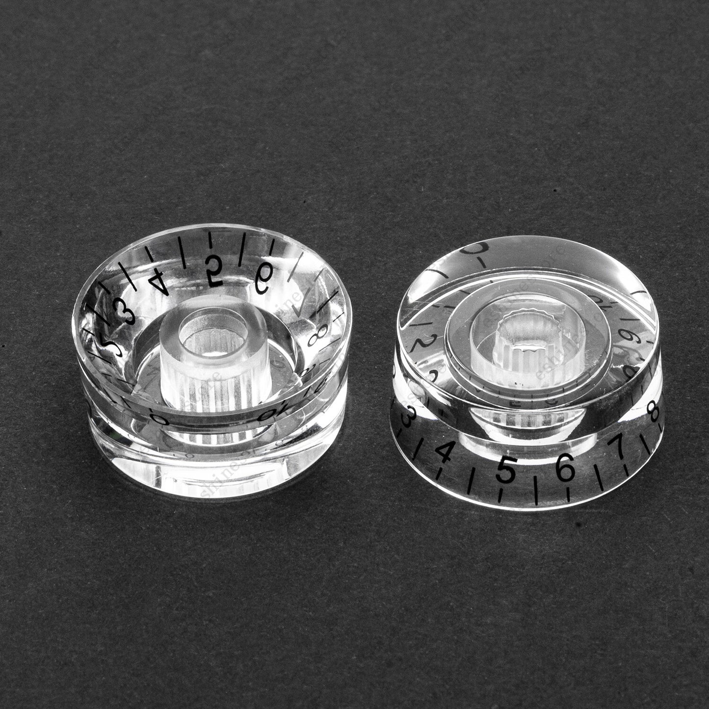 4 Pcs Clear w/Black Letter Guitar Control Knobs Speed Knobs For Les Paul SG