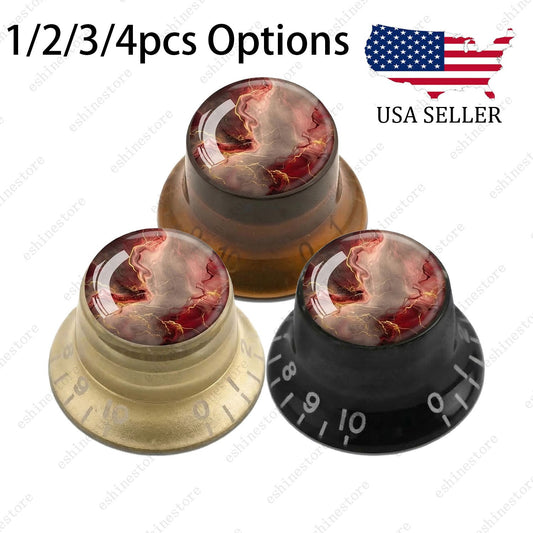 Guitar Reflector Knobs with Abstract Art Cap Top Hat Knobs for Les Paul SG - 05