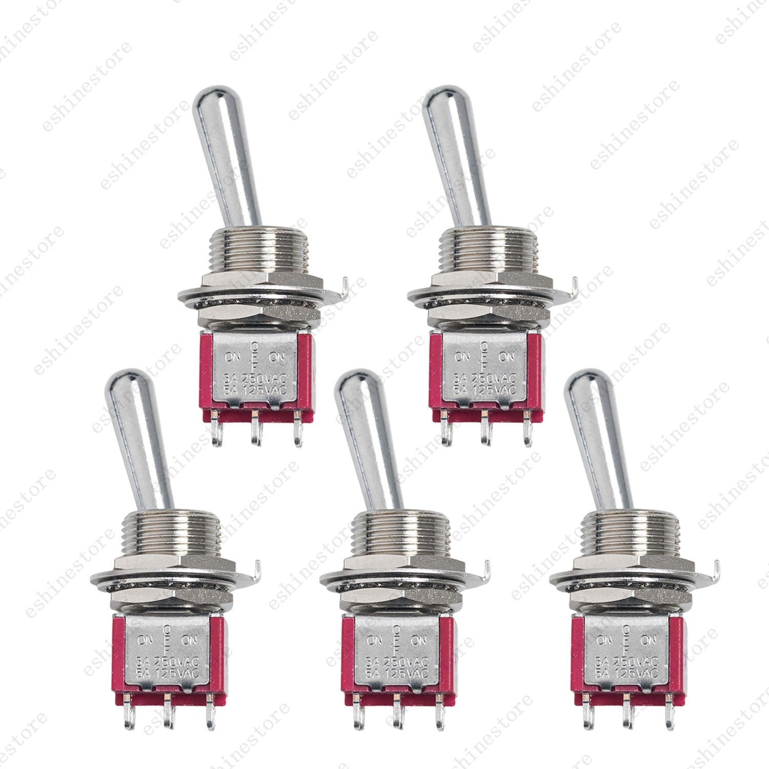 1/3/5 PCS Guitar/AMP Fat Bat Toggle Switch DPDT 6Pin 3-Way ON OFF ON Sealed