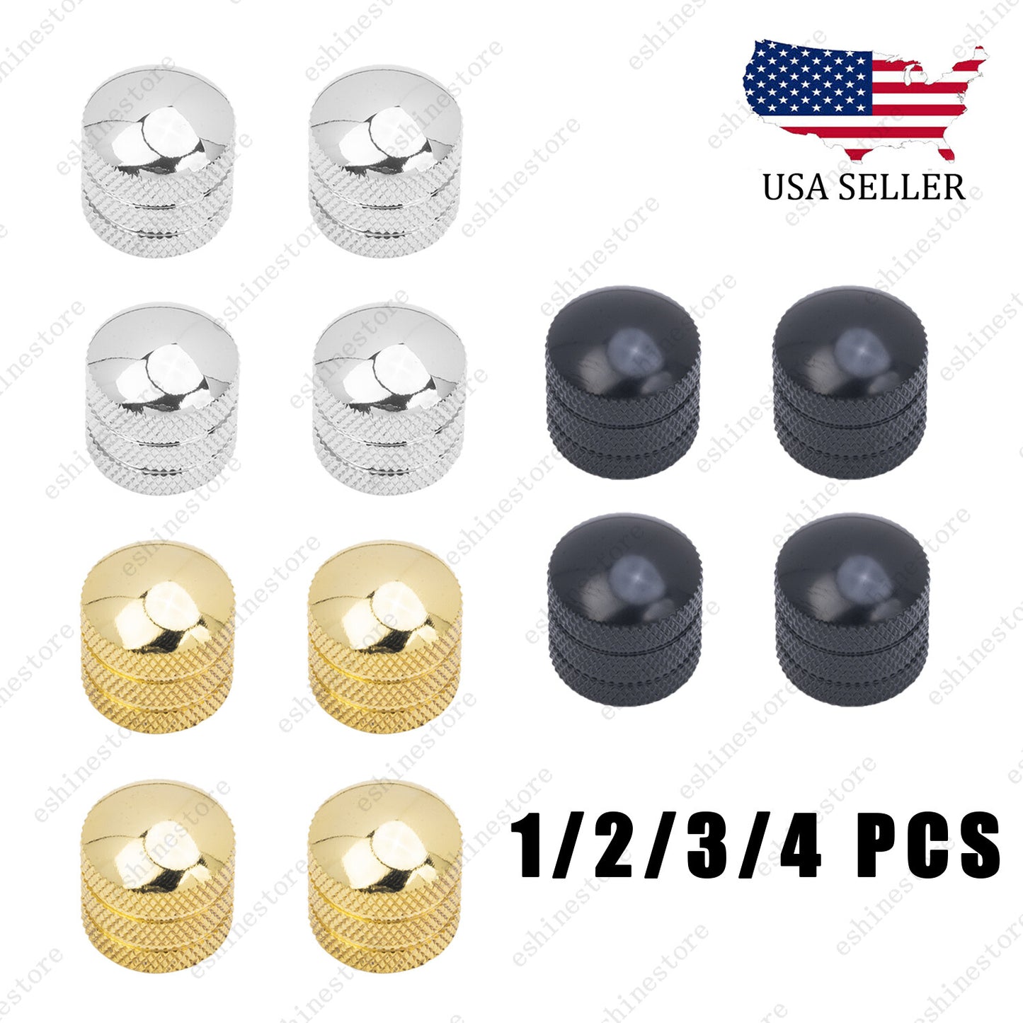 1-4 Pcs Dome Metal Guitar 6mm Shaft Volume Tone Knobs For Fender SQ Tele Strat