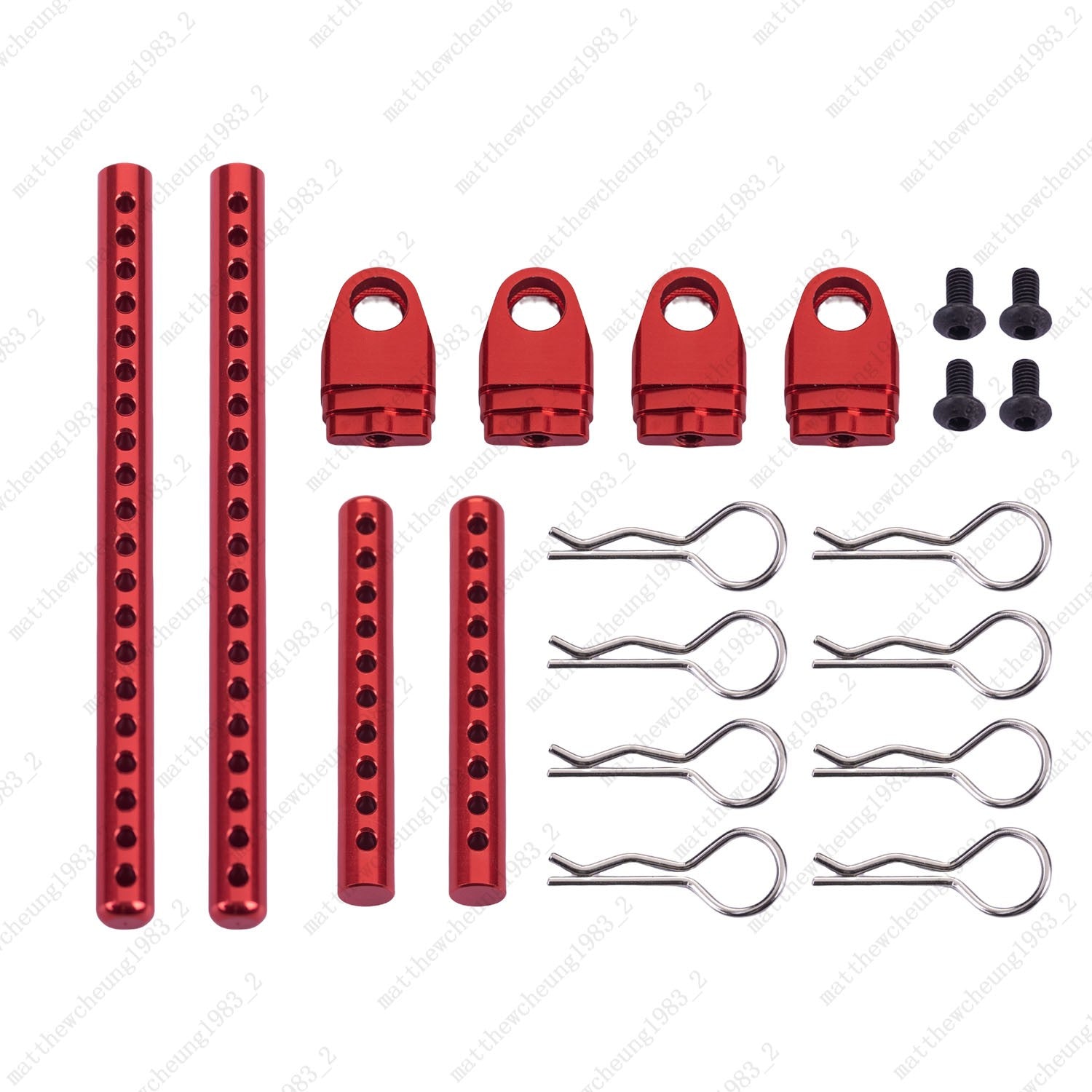 1/10 Red Upgrade Aluminum Body Post Kit for  TT02 - Easy Install + Full Parts