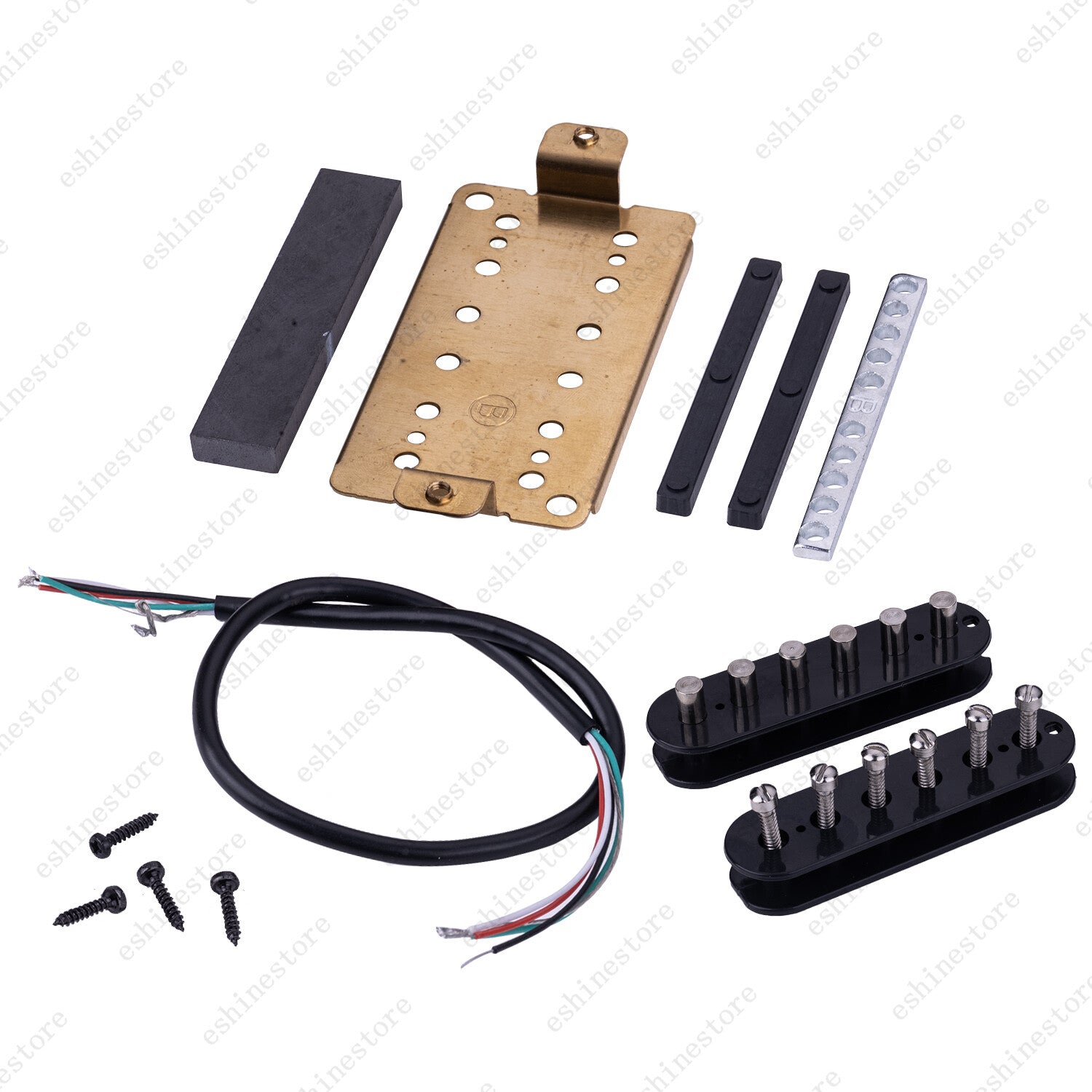 12 Color Humbucker Guitar DIY Kit Pickup Bobbin/Ceramic Bar/Cable/Baseplate