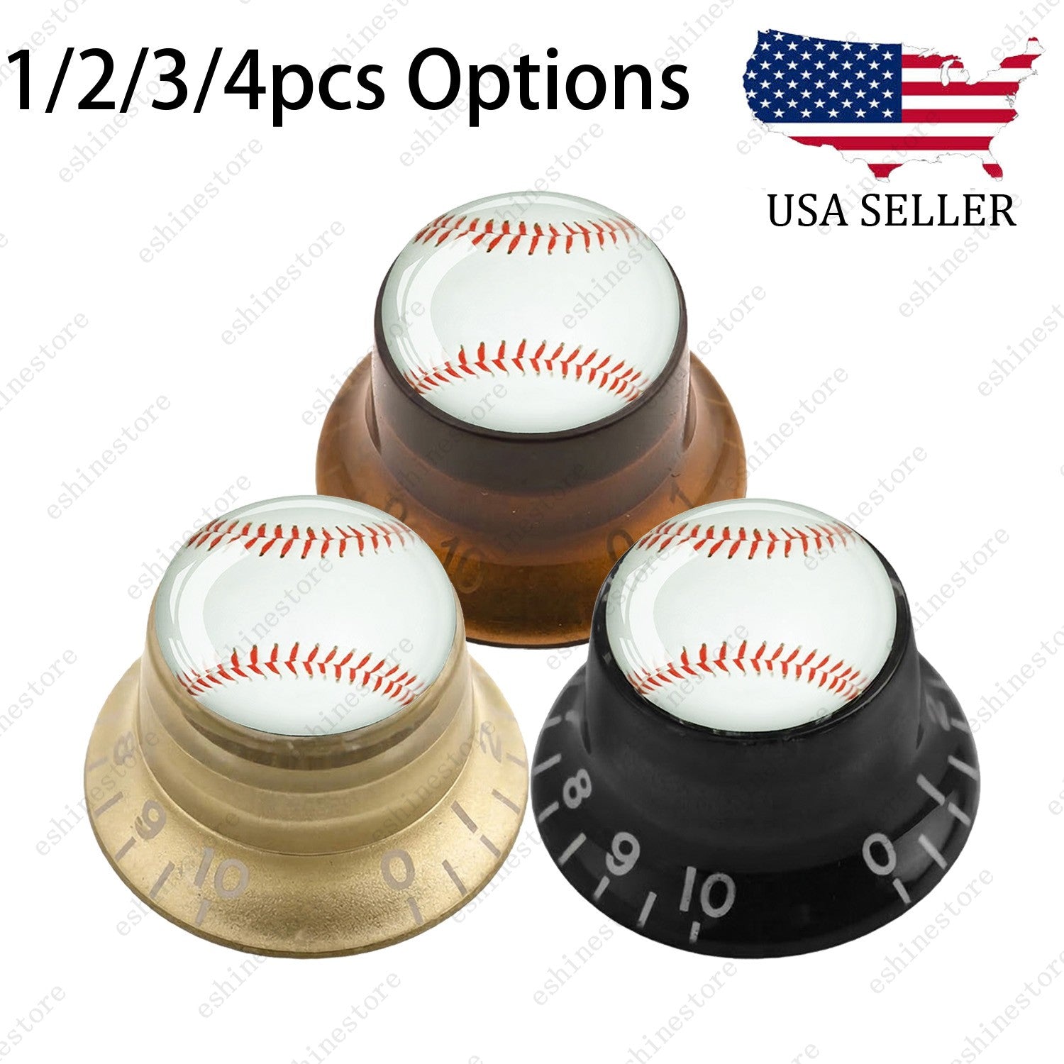 Guitar Reflector Knobs w/ White Baseball Design Cap Top Hat Knob for Les Paul SG