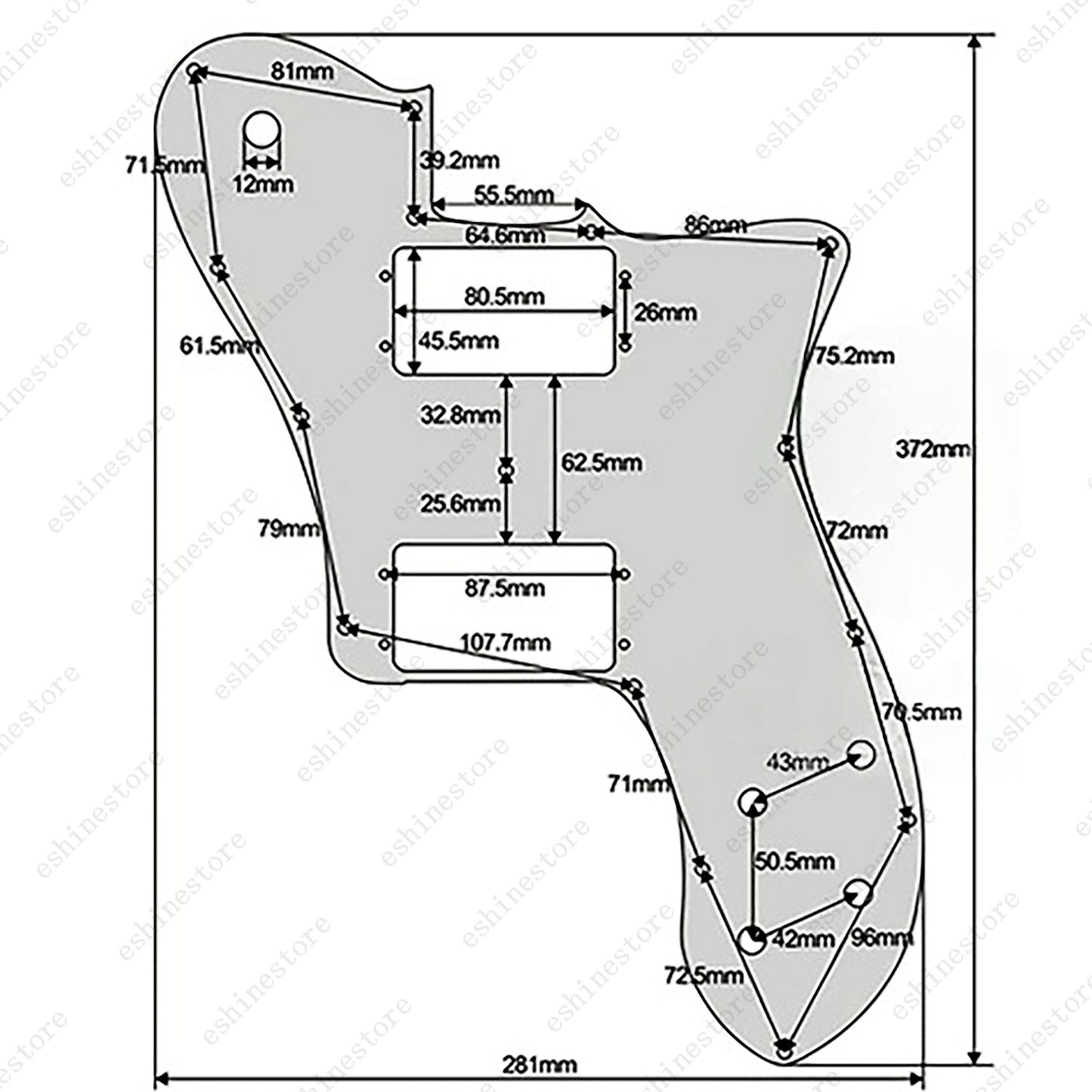 Guitar Pickguard Scratch Plate For Fender MIM Tele 72 Deluxe Wide Range 8 Colors