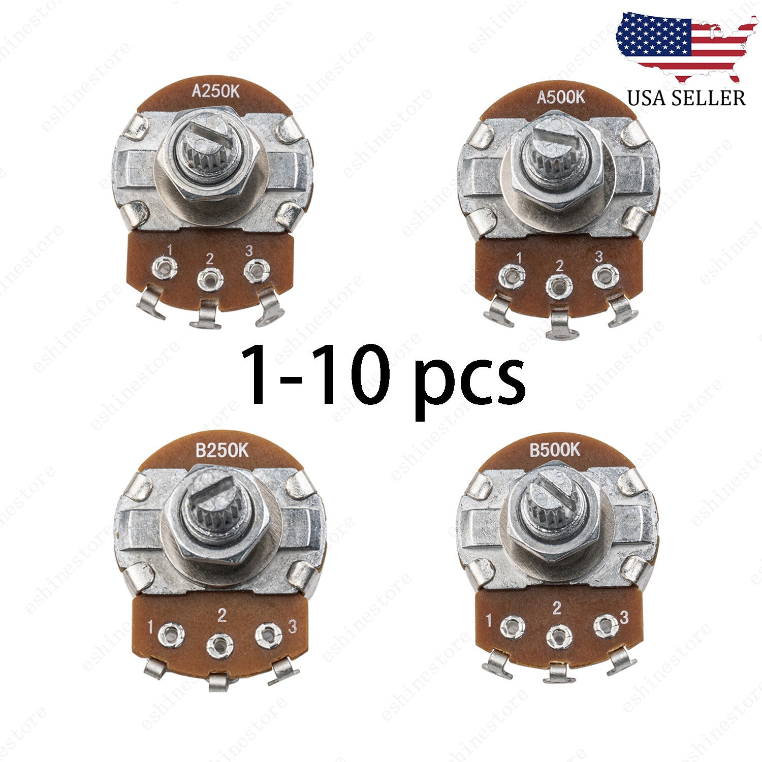 1-10Pcs Guitar Large Potentiometer Long 18mm A/B 250k 500k Volume Tone Taper Pot