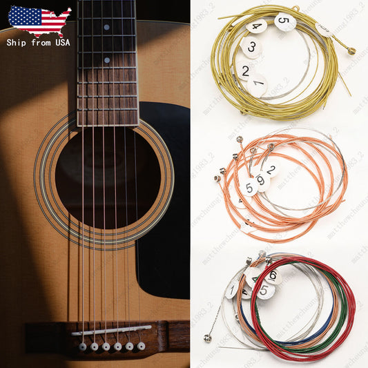 1-3 Set of 6 Guitar Strings Replacement Steel String For Acoustic Guitar 1st-6th