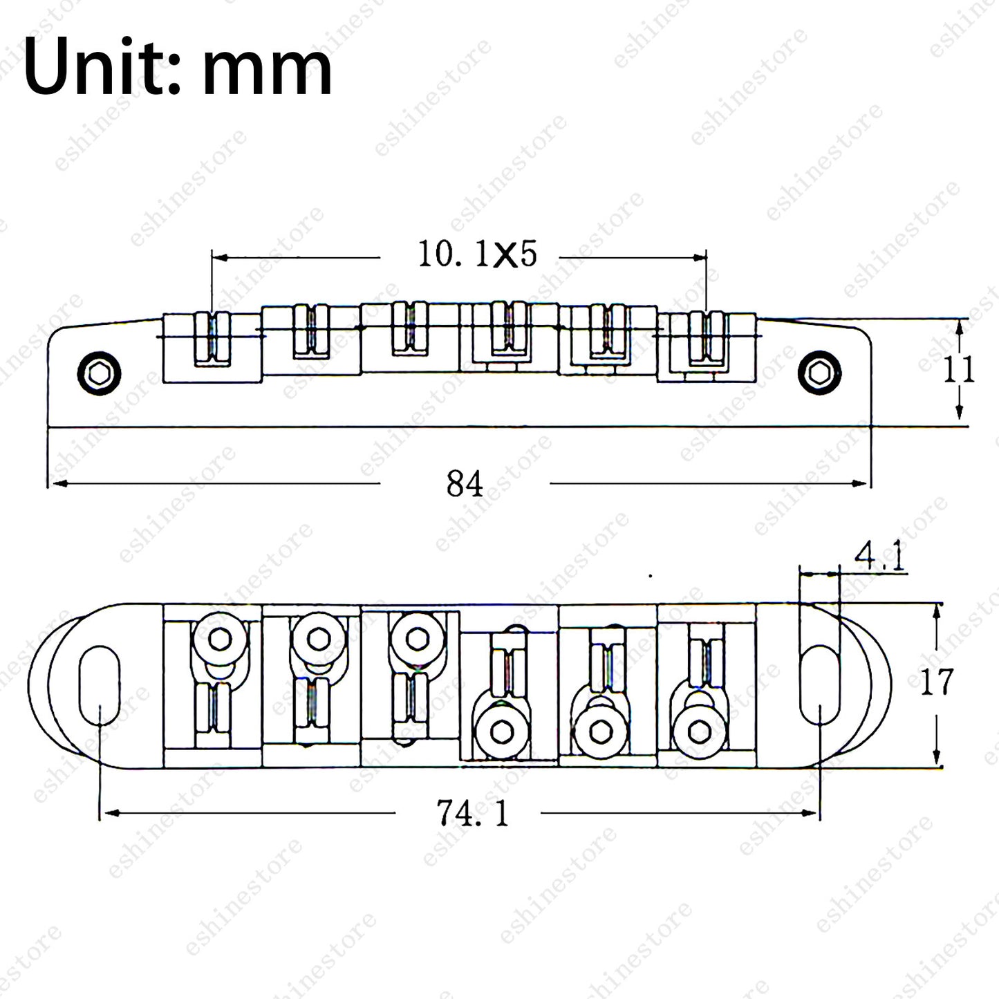 Adjustable Tune-O-Matic Roller Saddle Bridge Threaded Posts For Les Paul SG ES