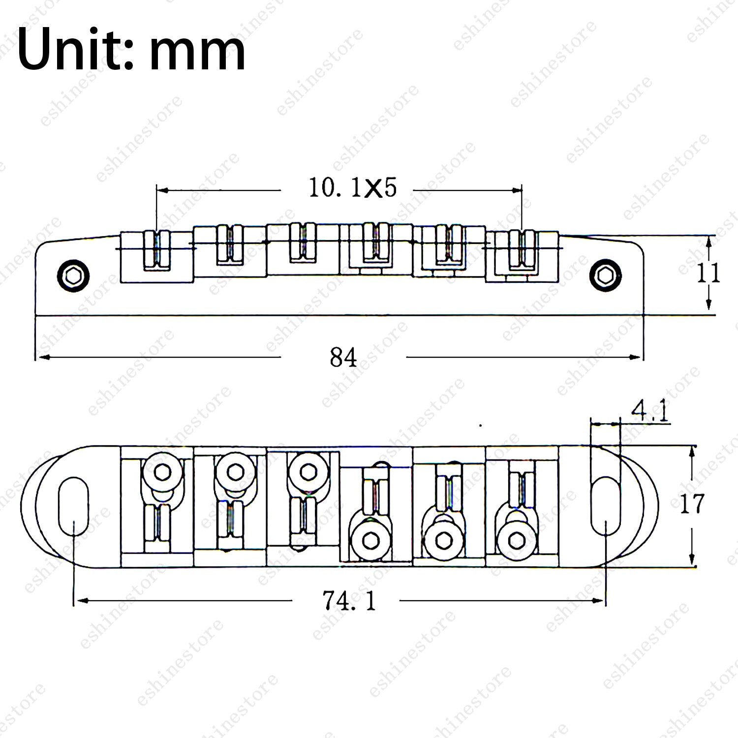 Adjustable Tune-O-Matic Roller Saddle Bridge Threaded Posts For Les Paul SG ES