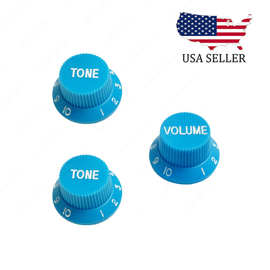 3x Light Blue/White Numbers Electirc Guitar Knobs Volume Tone Knob fits Strat