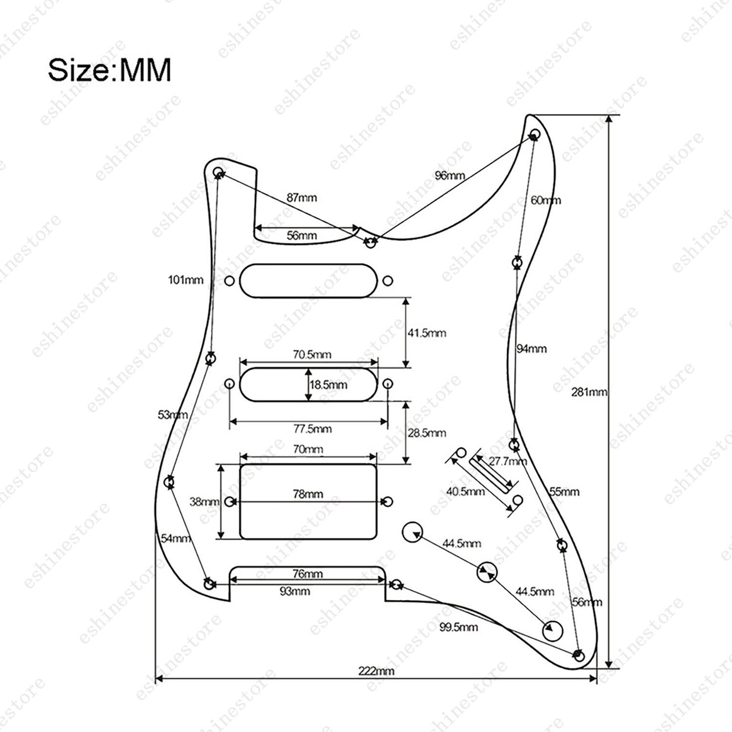11 Holes SSH Strat Style Pickguard For Stratocaster Various Colors US Ship