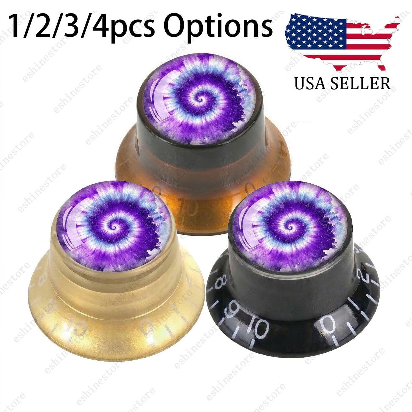 Guitar Reflector Knobs with Spiral Tie Dye Cap Top Hat Knob for Les Paul SG - 09
