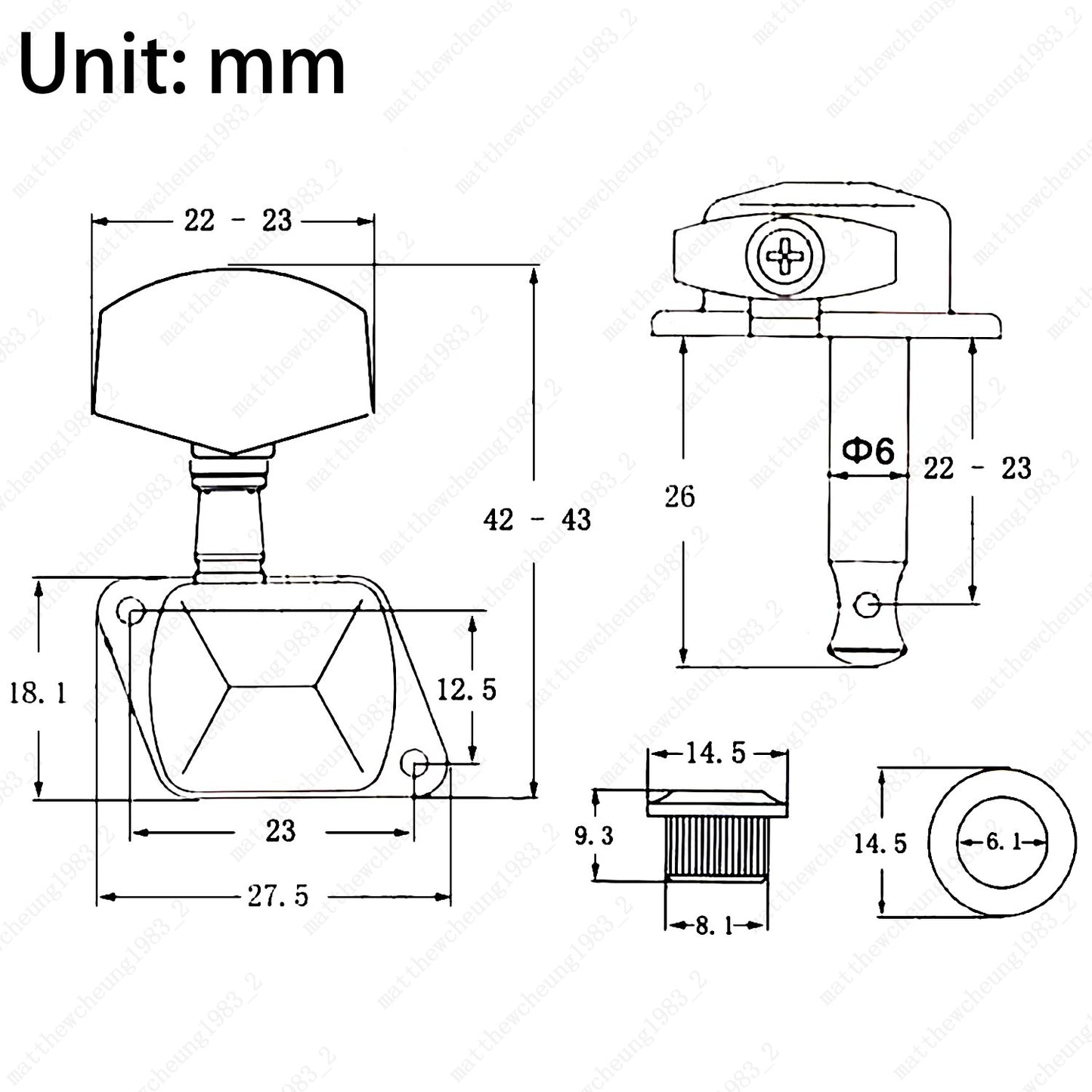 Semi-Closed Guitar Machine Heads Tuners 1:15 Ratio for Acoustic Guitar - Chrome