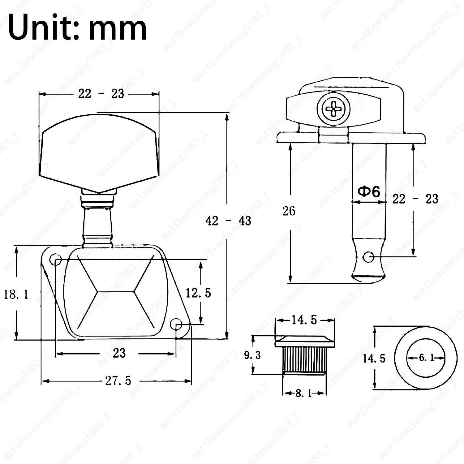 Semi-Closed Guitar Machine Heads Tuners 1:15 Ratio for Acoustic Guitar - Chrome
