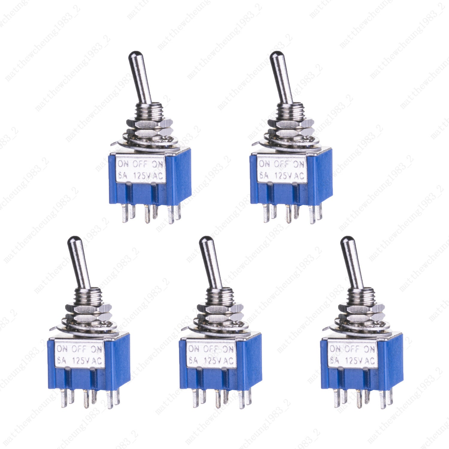 Guitar DPDT Blue 3 Way 6Pin ON OFF ON Guitar Mini Toggle Switch Car/Boat Switche