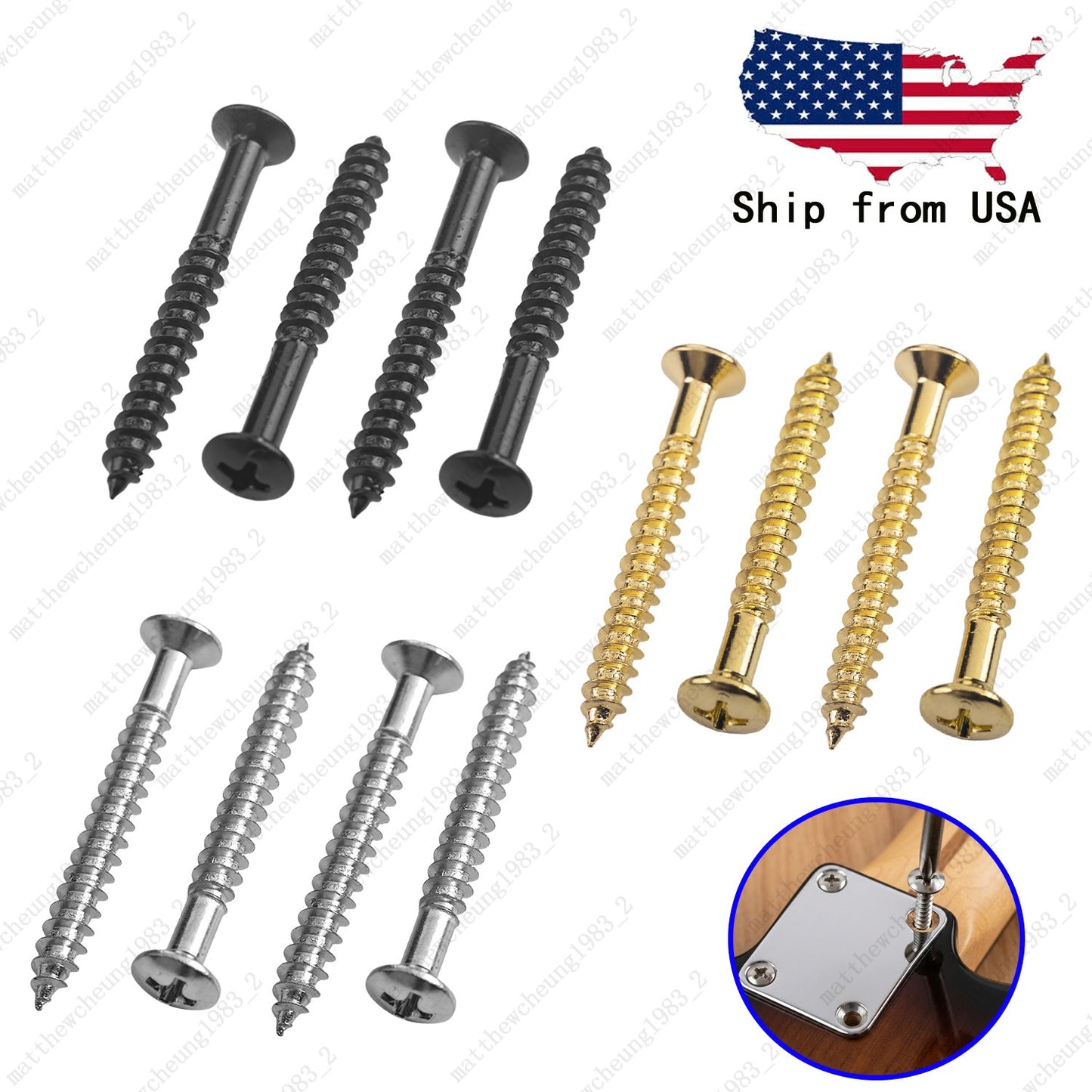 Electric Guitar Neck Plate Mounting Screw(5×45mm) For ST TL Squier 3Color Option