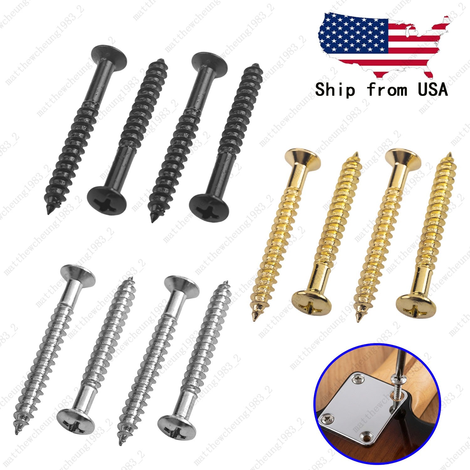 Electric Guitar Neck Plate Mounting Screw(5×45mm) For ST TL Squier 3Color Option