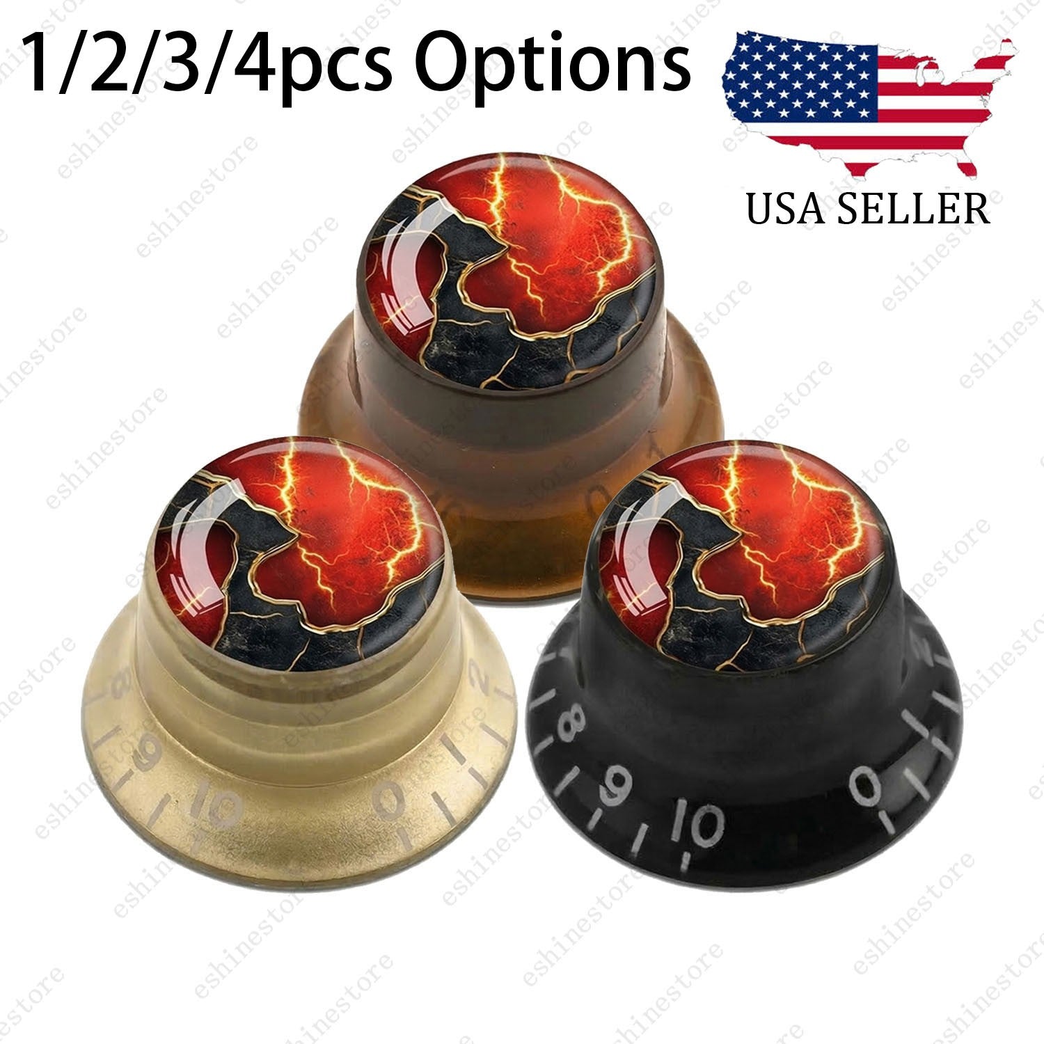 Guitar Reflector Knobs with Abstract Art Cap Top Hat Knobs for Les Paul SG - 10