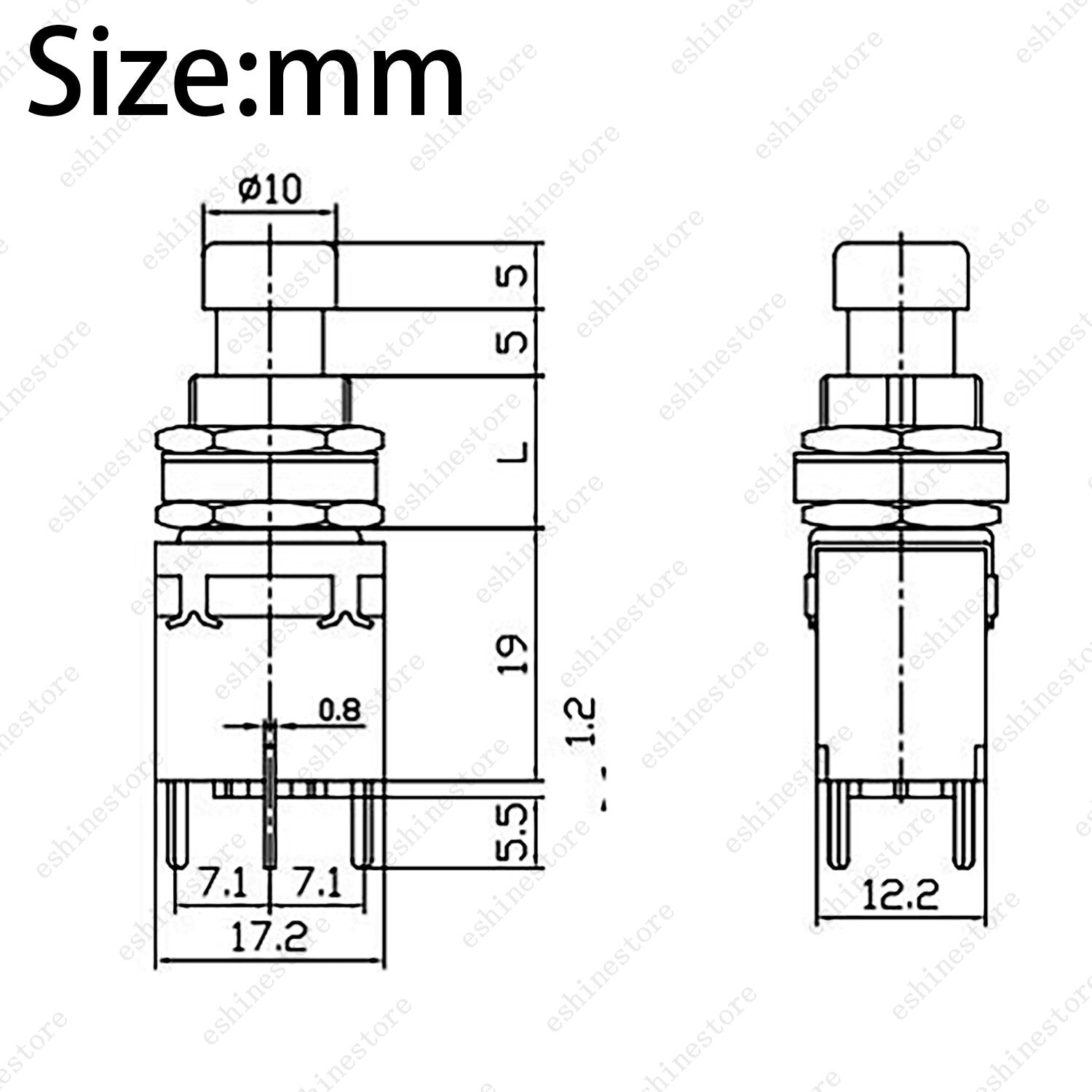 2 Pcs Guitar Effects Effects Pedal Switch 6-pin Stomp Foot Switch in Black