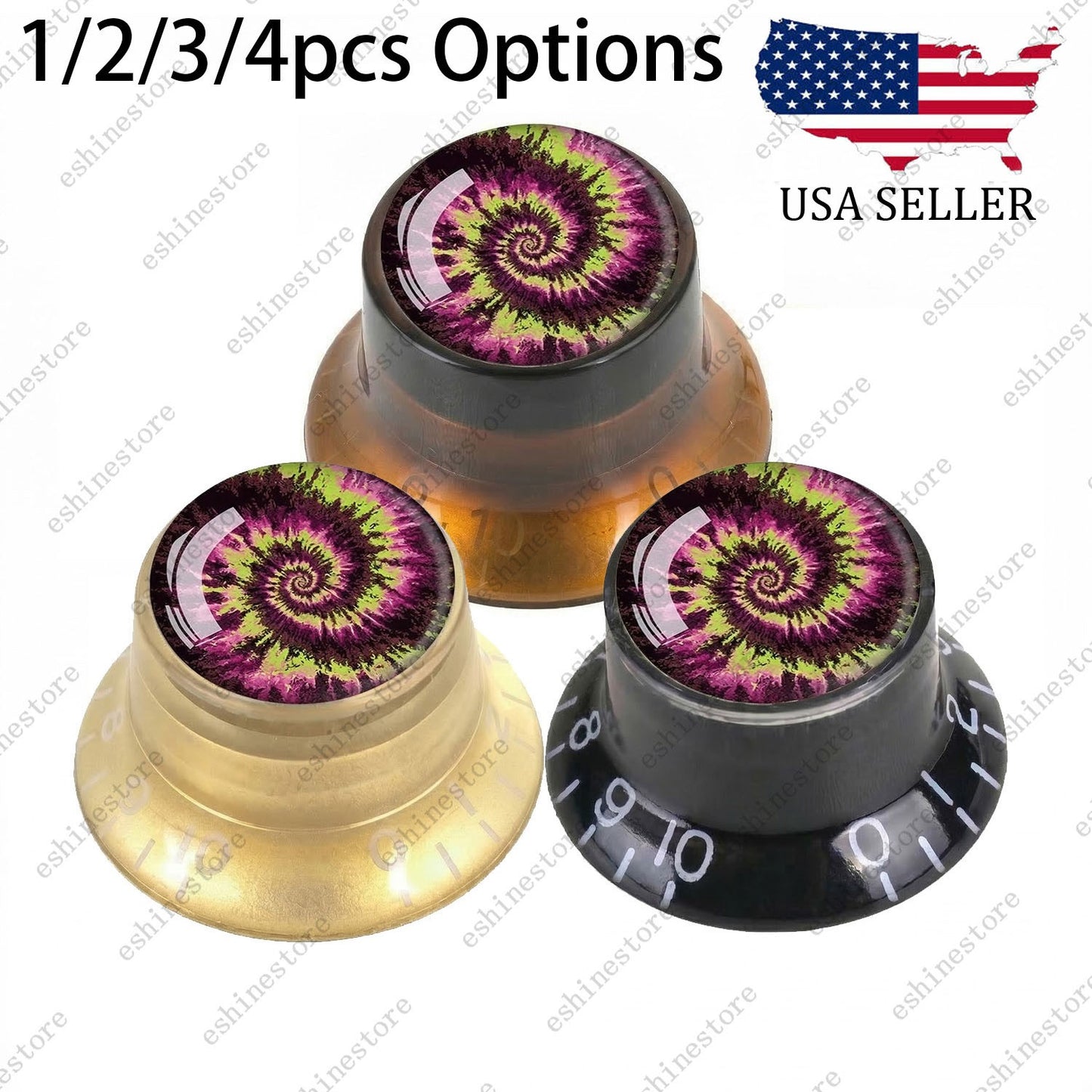 Guitar Reflector Knobs with Spiral Tie Dye Cap Top Hat Knob for Les Paul SG - 01