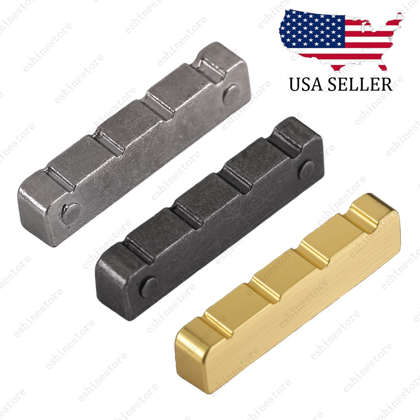 1PC 4 String 38x8x9MM Pre-Slotted Solid Brass Nut For Electric Bass Guitar