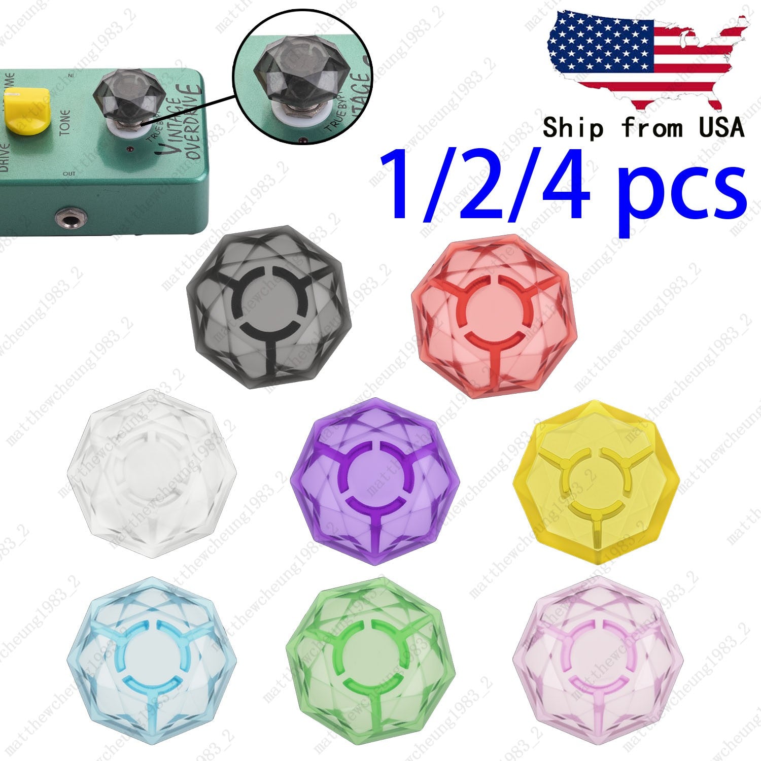 1/2/4pcs Colorful Plastic Guitar Effect Pedal Footswitch Toppers Foot Nail Cap