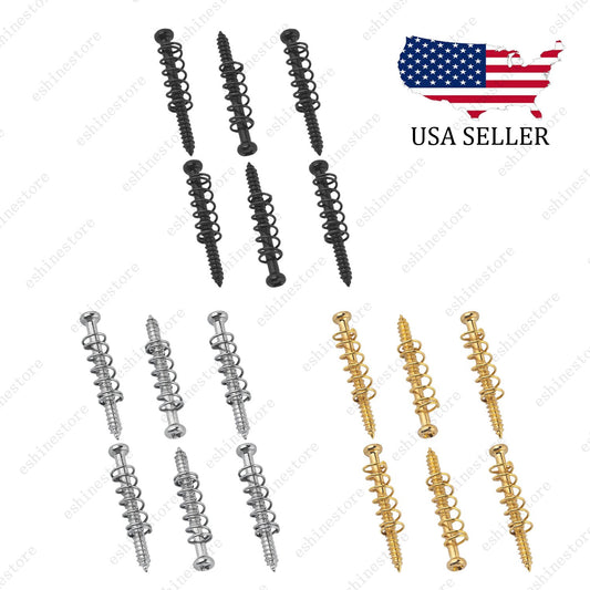 6pcs Pickup Height Adjust Screws + Straight Springs for Bass Guitar (3 Colors)