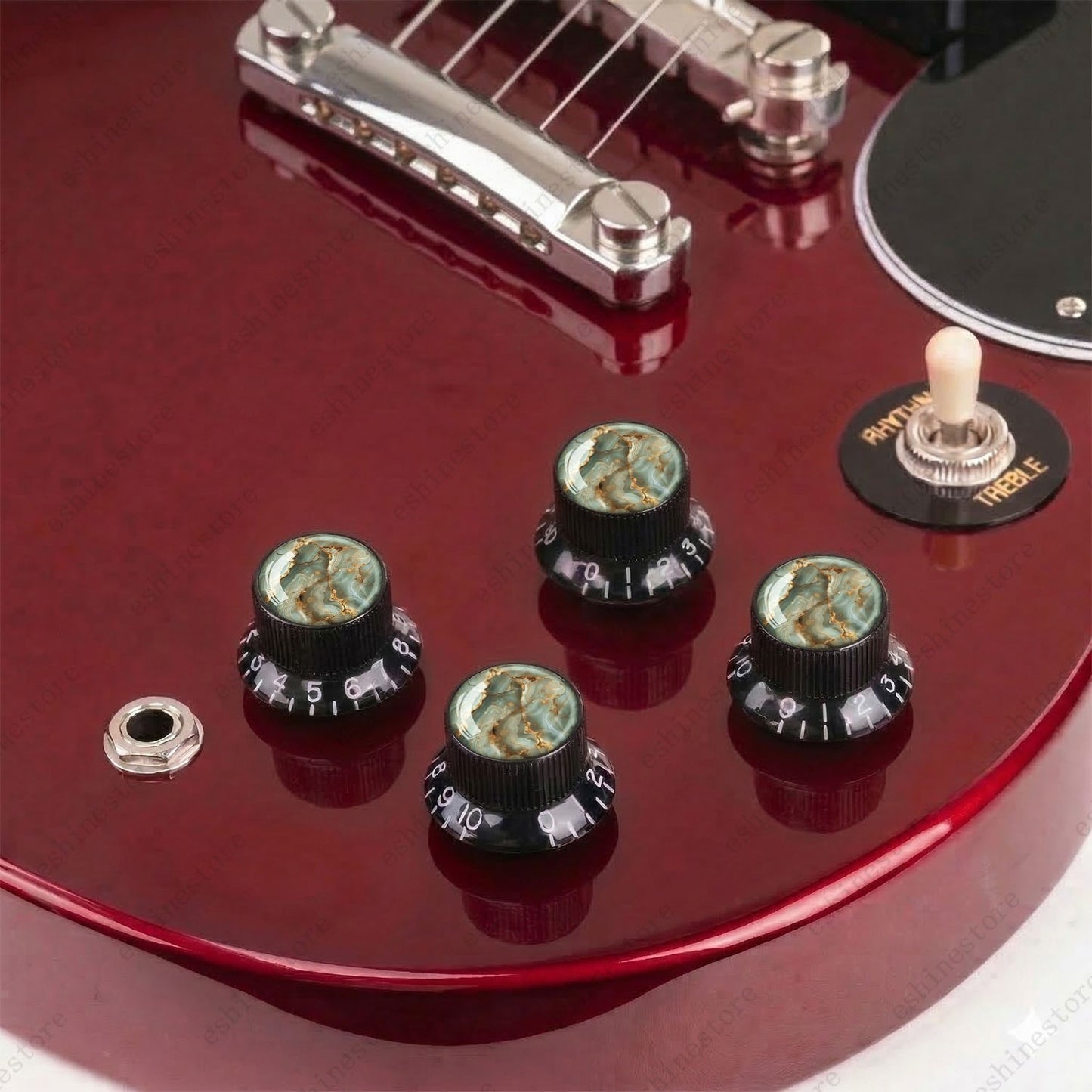 Guitar Reflector Knobs with Marble Texture Cap Top Hat Knob for Les Paul SG - 09