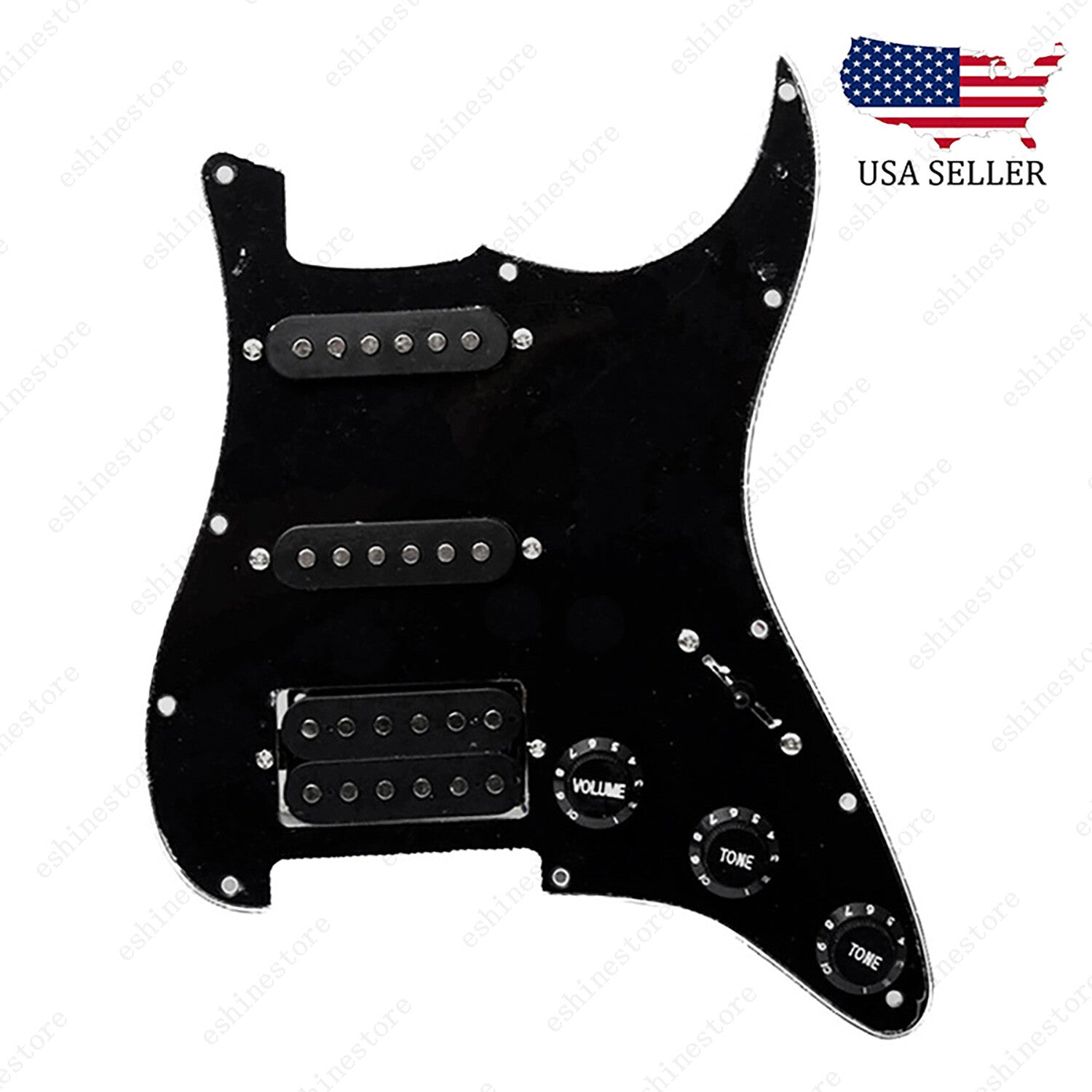 Loaded Strat Pickguard Prewired SSH Pickguard with Ceramic Pickups Black