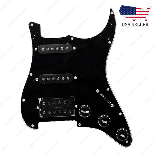 Loaded Strat Pickguard Prewired SSH Pickguard with Ceramic Pickups Black