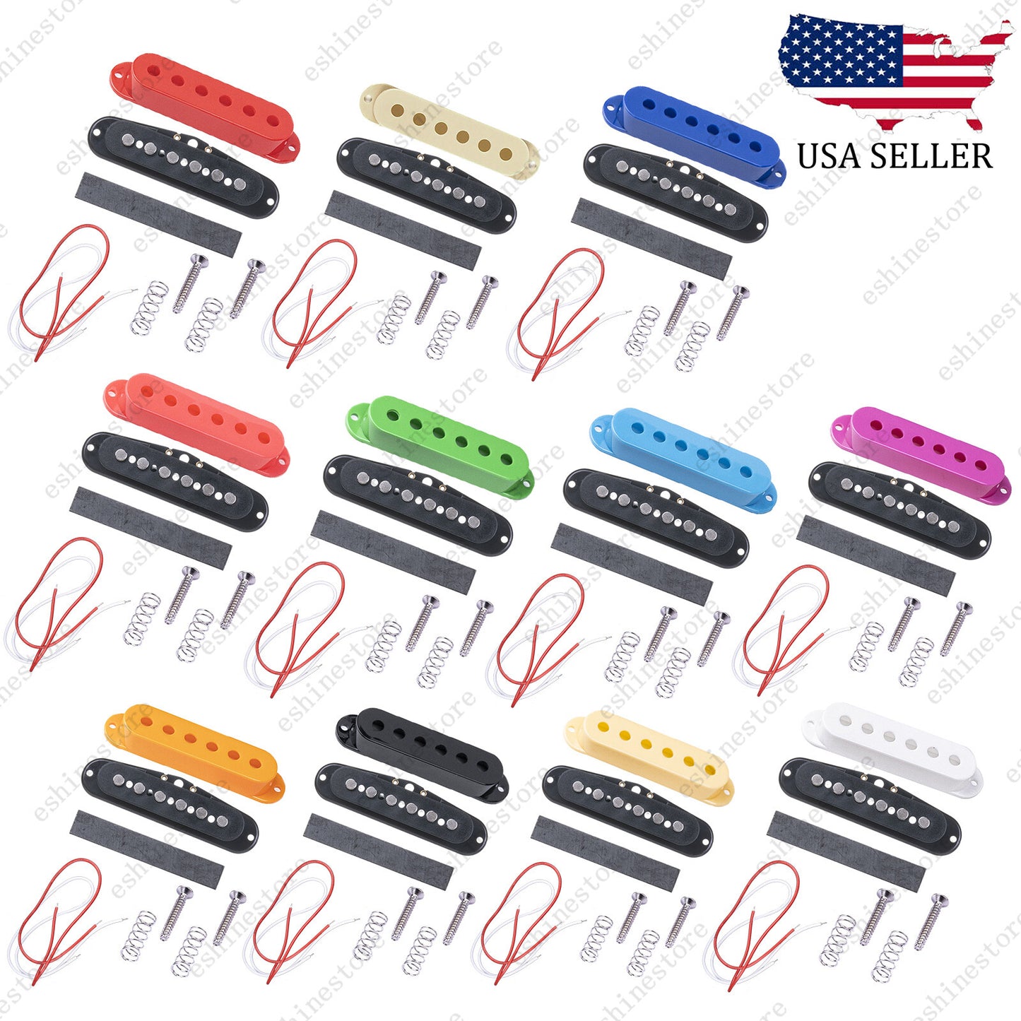 Mulit Color 48/50/52MM Electric Guitar Single Coil Pickup Slug Cover Bobbins Kit